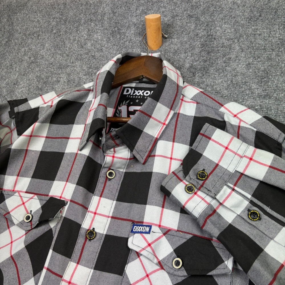 Dixxon Flannel Co The Intimidator Mens 2X Black White Red Plaid D-Tech Shirt